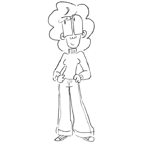 A cartoon page doll.